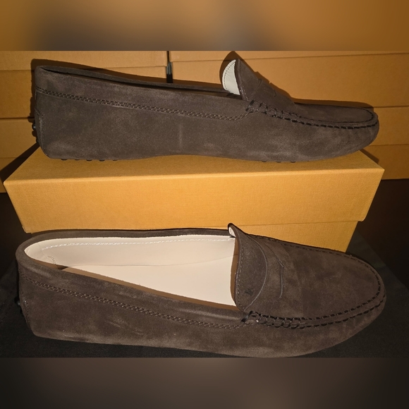 Tod's Shoes - Women's Tod's Gommino Dark Brown Suede Slip-On Loafers